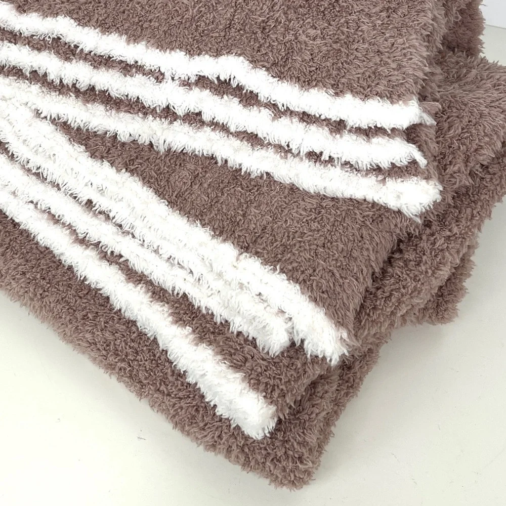 BAREFOOT DREAMS CozyChic Contrast Tip Throw Blanket NEW Vintage Rose Rare
